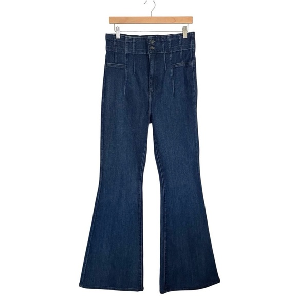 Free People We The Free Jayde Flare High Waist Stretch Denim Jeans Night Sky 32 - Picture 7 of 16